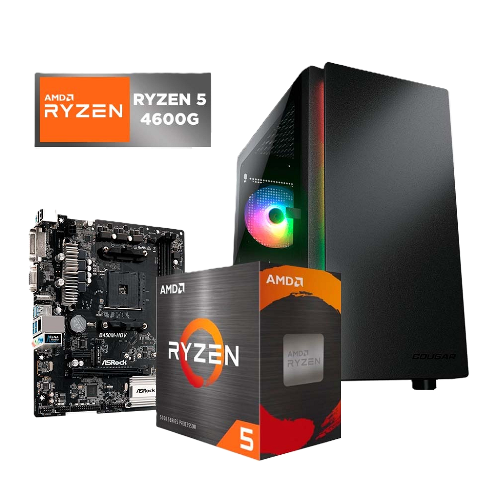 Pc Torre Computadora Gamer Ryzen 5 4600G - 16Gb - 480GB SSD - Vega 7 - Fan RGB _ Foto