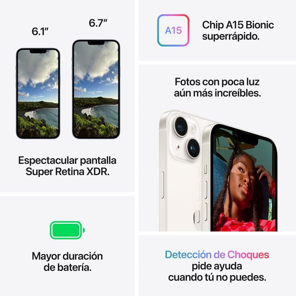 Celular Apple IPhone 14 128GB 5G - 6.1" - 6GB - 12MP - Negro _ Foto