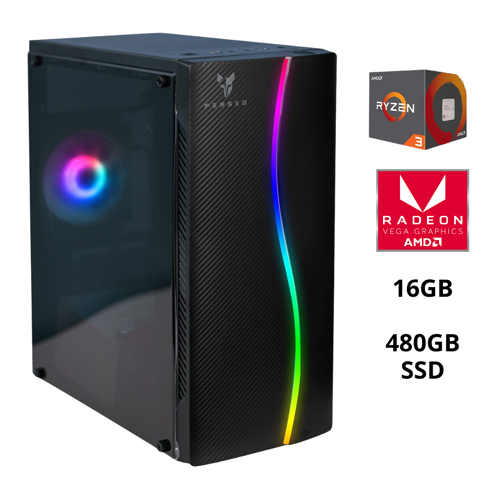 Pc Torre Computadora Gamer Ryzen 3-3200G - 16Gb - 480GB SSD - Vega 8 - Fan RGB _ Foto