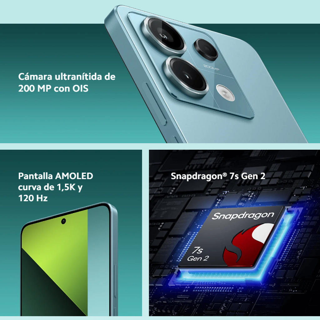 Celular Xiaomi Redmi Note 13 Pro 5G - 256GB - 8GB - 6.67" - 200MP - Verde Océano _ Foto