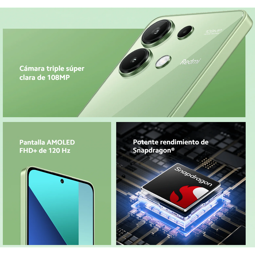 Celular Xiaomi Redmi Note 13 Dual Sim - 128GB - 6GB - 6.67" - 108MP - Verde Menta _ Foto