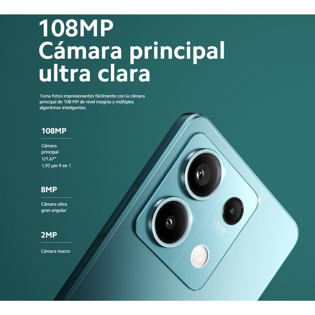 Celular Xiaomi Redmi Note 13 5G - 256GB - 8GB - 6.67" - 108MP - Verde Azulado _ Foto