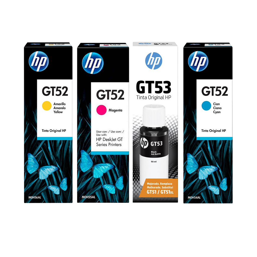 Pack De 4 Botellas De Tintas Originales HP GT53 - GT52 _ Foto