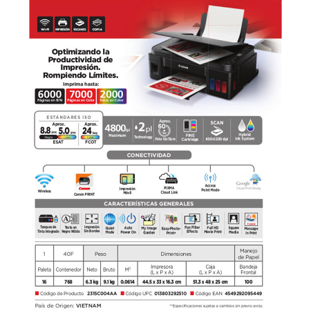 Impresora Multifunción Canon Pixma G3110 Sistema Continuo - Wifi _ FotoThumb