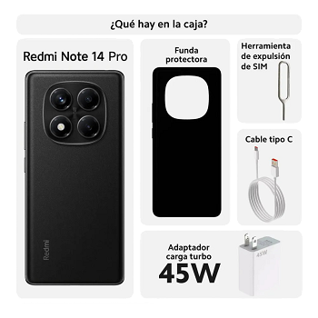 Celular Xiaomi Redmi Note 14 Pro - 256GB - 8GB - 200MP - Negro Medianoche _ FotoThumb