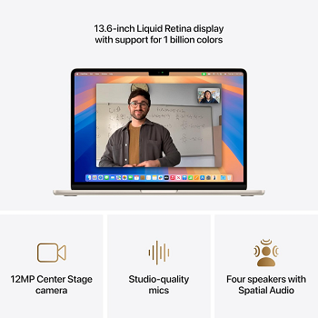 Notebook Apple MacBook Air M4 2025 13.6" - Apple M3 - 16GB - 256GB - Blanco Estelar _ FotoThumb