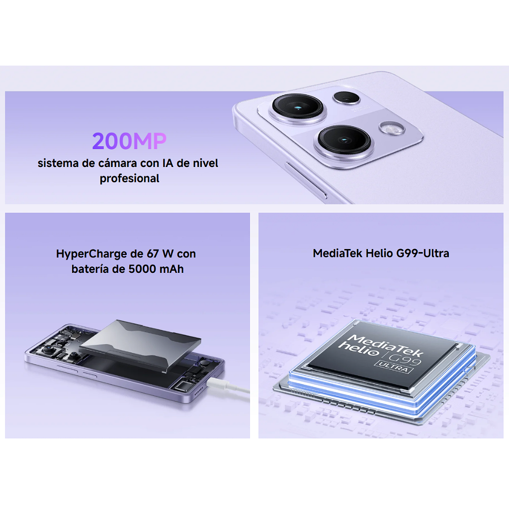 Celular Xiaomi Redmi Note 14S - 256GB - 8GB - 200MP - Púrpura Aurora _ Foto