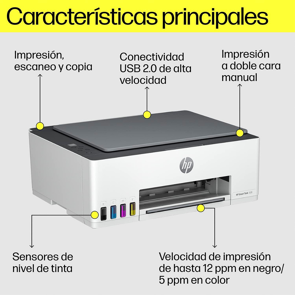 Impresora Multifunción Hp Smart Tank 520 - Sistema Continuo _ Foto