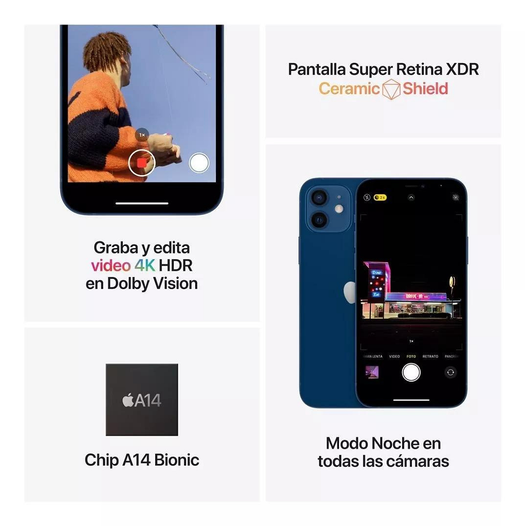 Celular Apple IPhone 12 64GB 5G - 4GB - 12MP - Negro - REF _ Foto