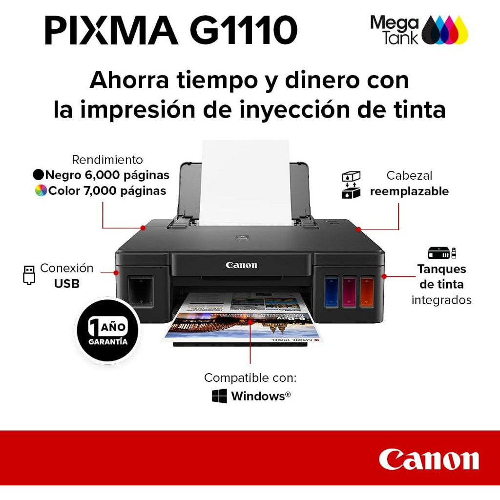 Impresora Simplefunción Canon Pixma G1110 Sistema Continuo _ Foto
