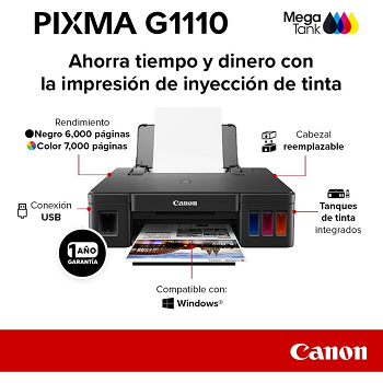 Impresora Simplefunción Canon Pixma G1110 Sistema Continuo _ FotoThumb