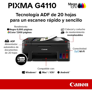 Impresora Multifunción Canon Pixma G4110 Sistema Continuo - Fax - Wifi _ FotoThumb