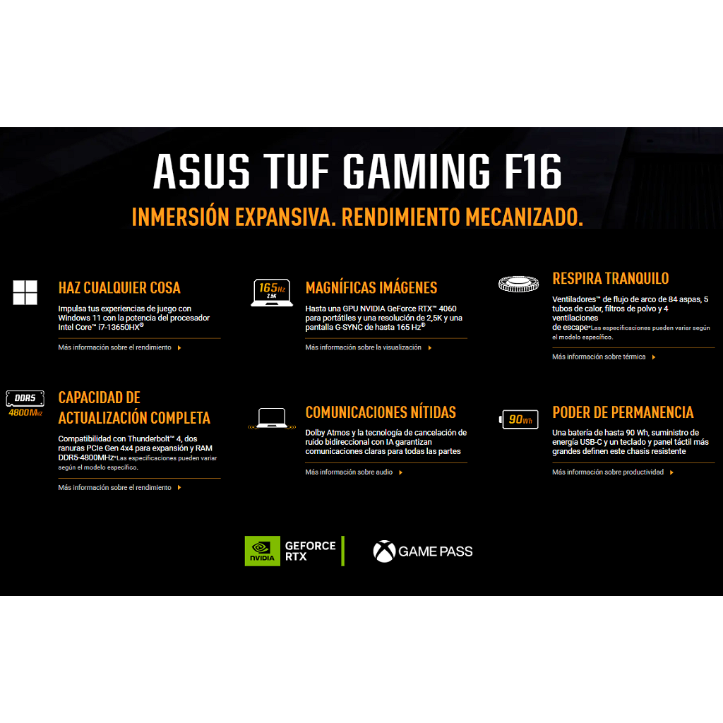Notebook Asus Tuf Gaming F16 16'' FHD+ - I7-13620H - 16Gb - 512Gb - Rtx4050 6Gb - Win11 _ Foto