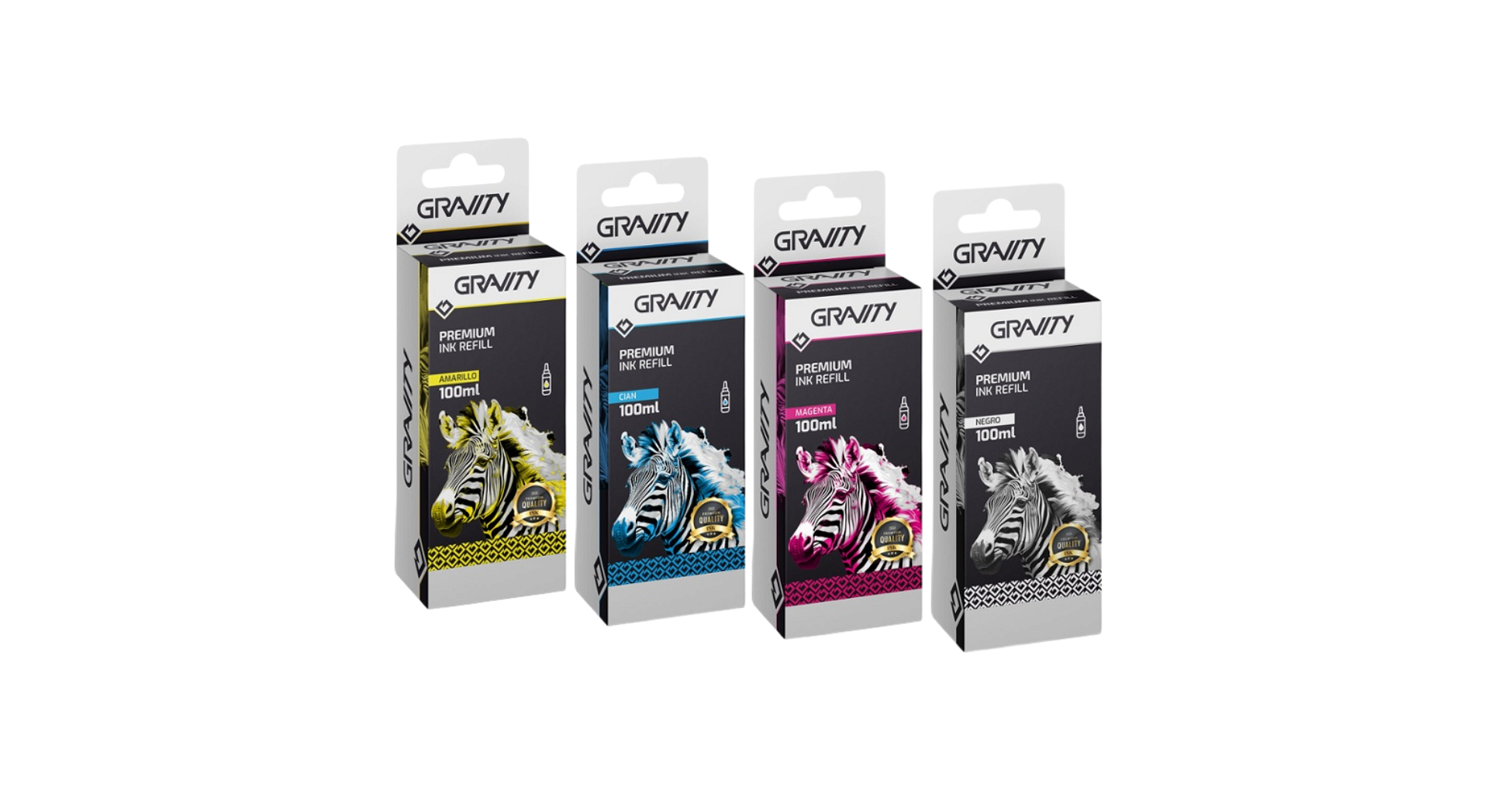 Pack De 4 Botellas De Tinta Gravity Premium Compatibles Canon GI-190 _ Foto