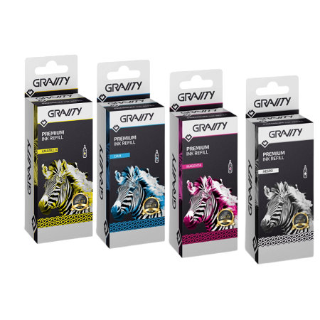 Pack De 4 Botellas De Tinta Gravity Premium Compatibles HP GT51-GT52 _ FotoThumb