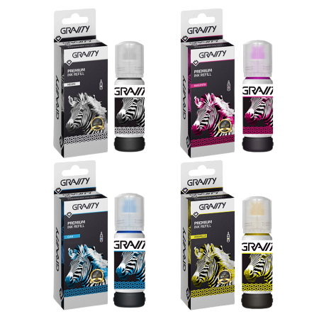 Pack De 4 Botellas De Tinta Gravity Premium Compatibles HP GT51-GT52 _ FotoThumb