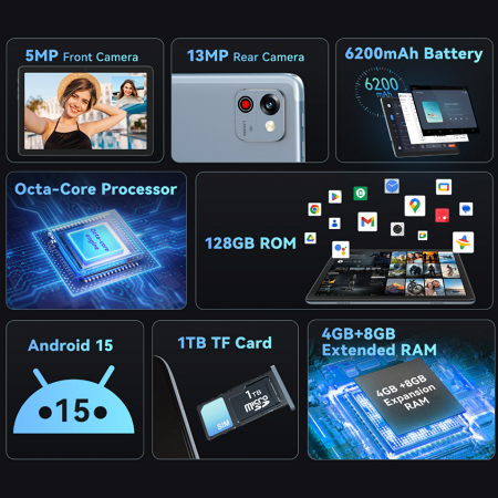 Tablet Cubot Tab 65 10.1" 128GB - 4+8GB - Gris _ FotoThumb