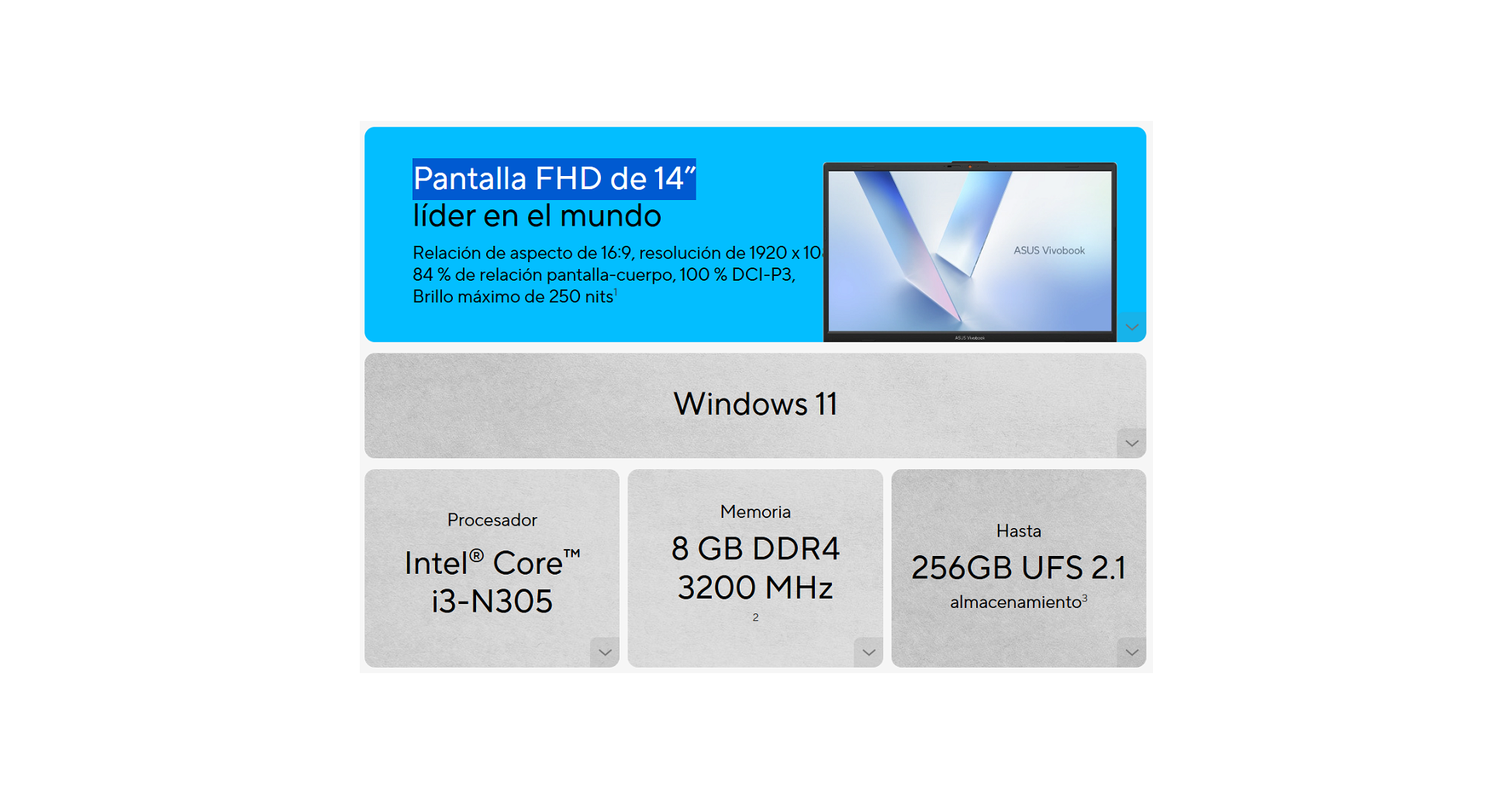 Notebook Asus Vivobook E1404GA 15,6" FHD - I3-N305 - 8Gb - 256Gb - Win11 _ Foto