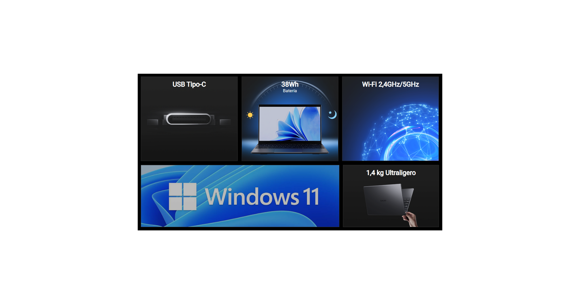 Notebook Chuwi CoreBook I3 14" FHD - I3-10100Y - 8GB - 256GB - Win11  _ Foto