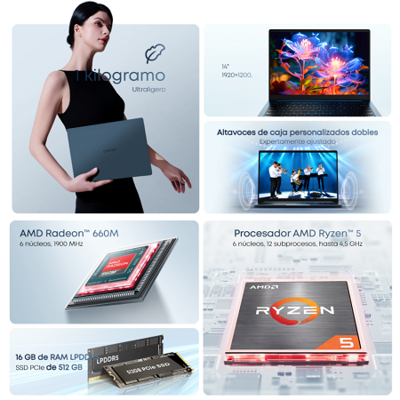 Notebook Chuwi CoreBook X 14" FHD - Ryzen 5 6600H - 16GB - 512GB - Win11 Pro _ FotoThumb