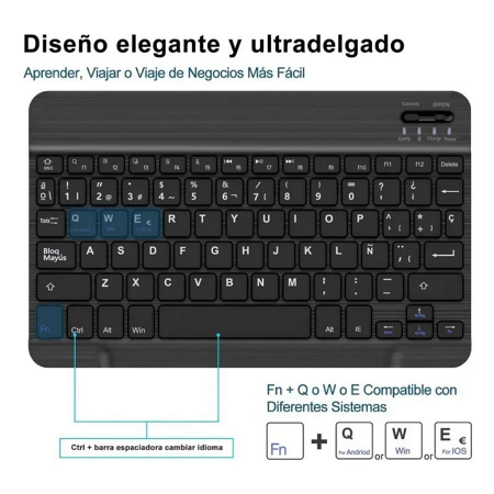 Teclado Inalámbrico Sim Recargable Ideal Tablet - Smart TV - Smartphone - Bluetooth _ FotoThumb