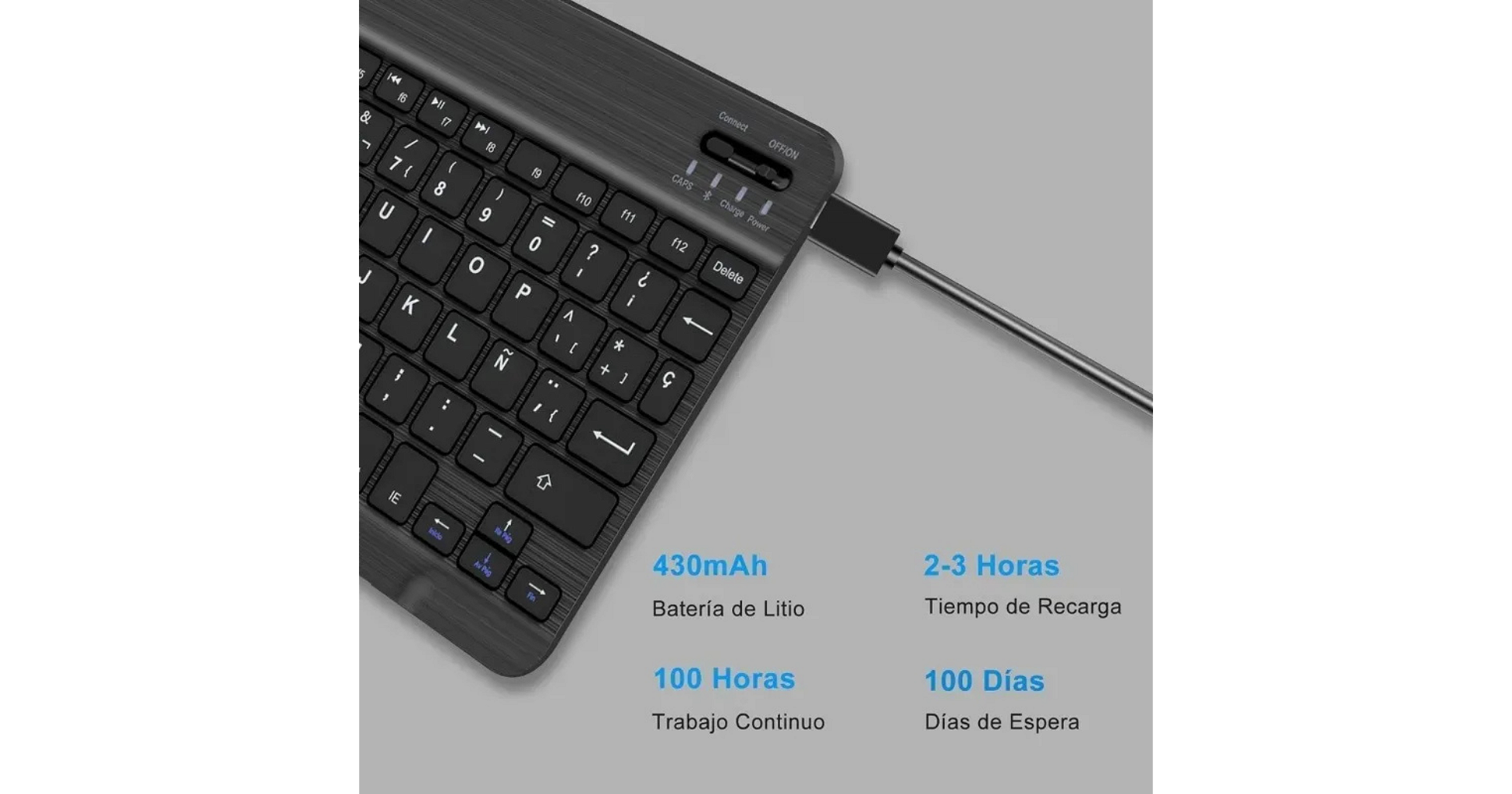 Teclado Inalámbrico Sim Recargable Ideal Tablet - Smart TV - Smartphone - Bluetooth _ Foto