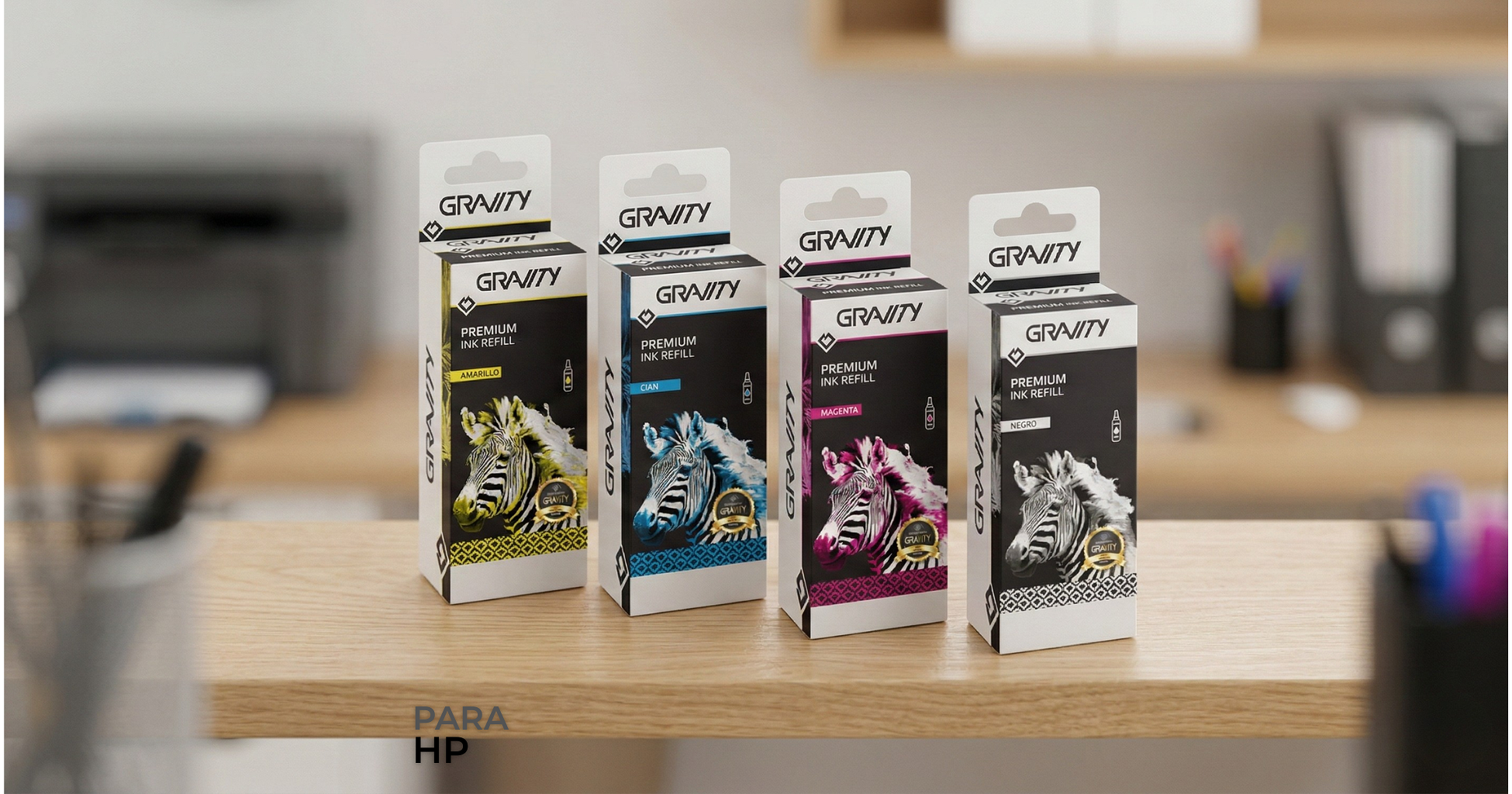 Pack De 4 Botellas De Tinta Gravity Premium Compatibles HP GT51-GT52 - Foto 4