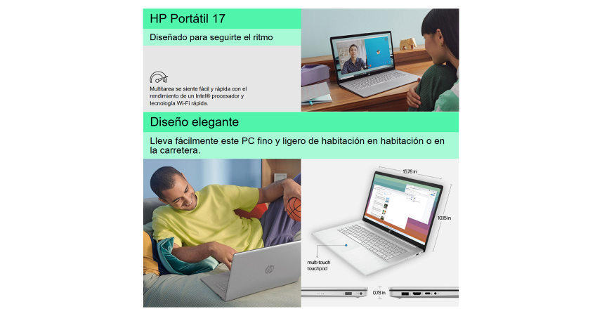 Notebook HP 17T-CN300 17.3" HD+ - Core i5-1334U - 8Gb - 256Gb - Win11 Pro _ FotoThumb