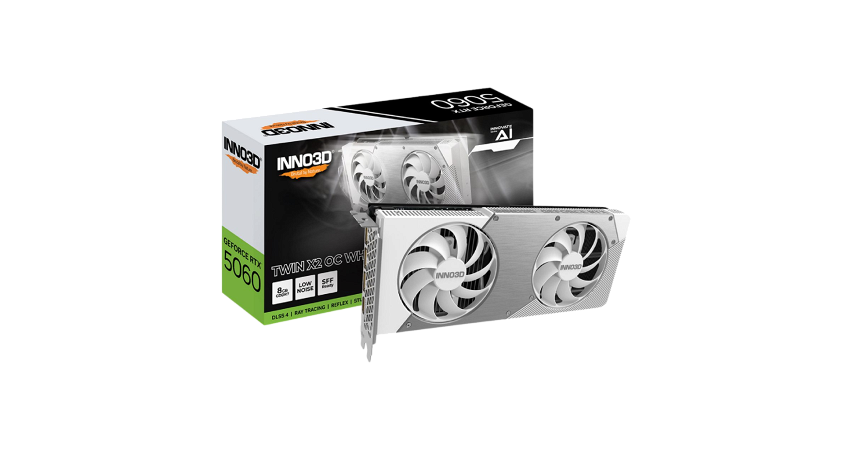 Tarjeta de Video Inno3d NVIDIA GeForce RTX 5060 Twin X2 8GB - Blanca _ FotoThumb